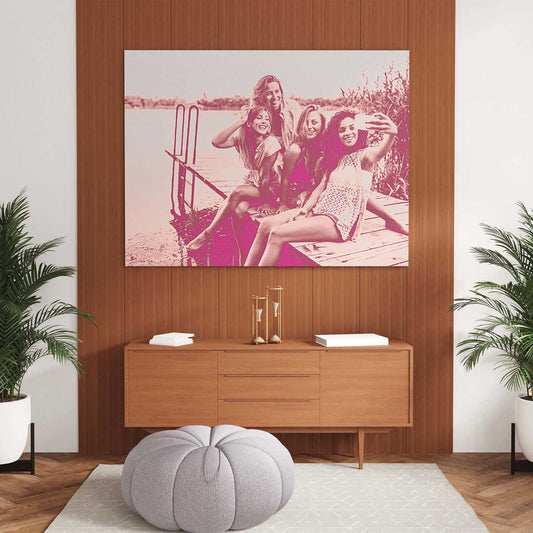 Experience the magic of personalized pink pop art, where your chosen details come to life on canvas, creating a chic and personalized statement