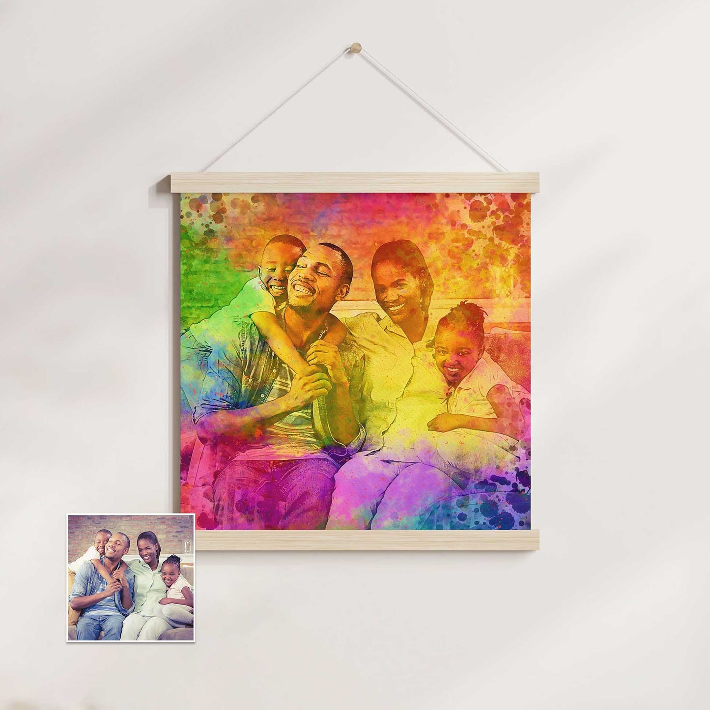 Add a pop of color and excitement to your walls with our Personalised Color Splash Poster Hanger. The dynamic paint splash effect creates a vivid and playful look, while the gallery-quality paper ensures the artwork's exceptional quality