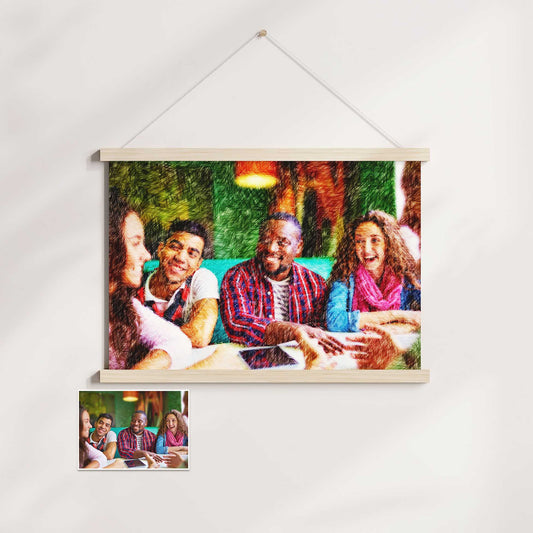 Transform your cherished memories into beautiful pencil texture drawings with our Personalised Colourful Drawing Poster Hanger. The classy and trendy pencil texture effect adds a sophisticated and cool vibe to your interior decor