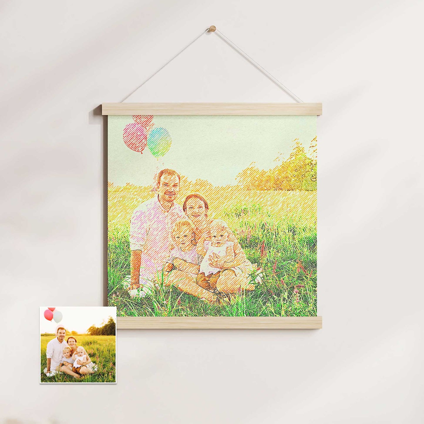Crosshatch Texture Effect: Add a unique and creative touch to your home decor with the crosshatch texture effect. Our Personalised Drawing Crosshatch Poster Hanger combines vibrant colors, joy, and cheer to create an inspirational print