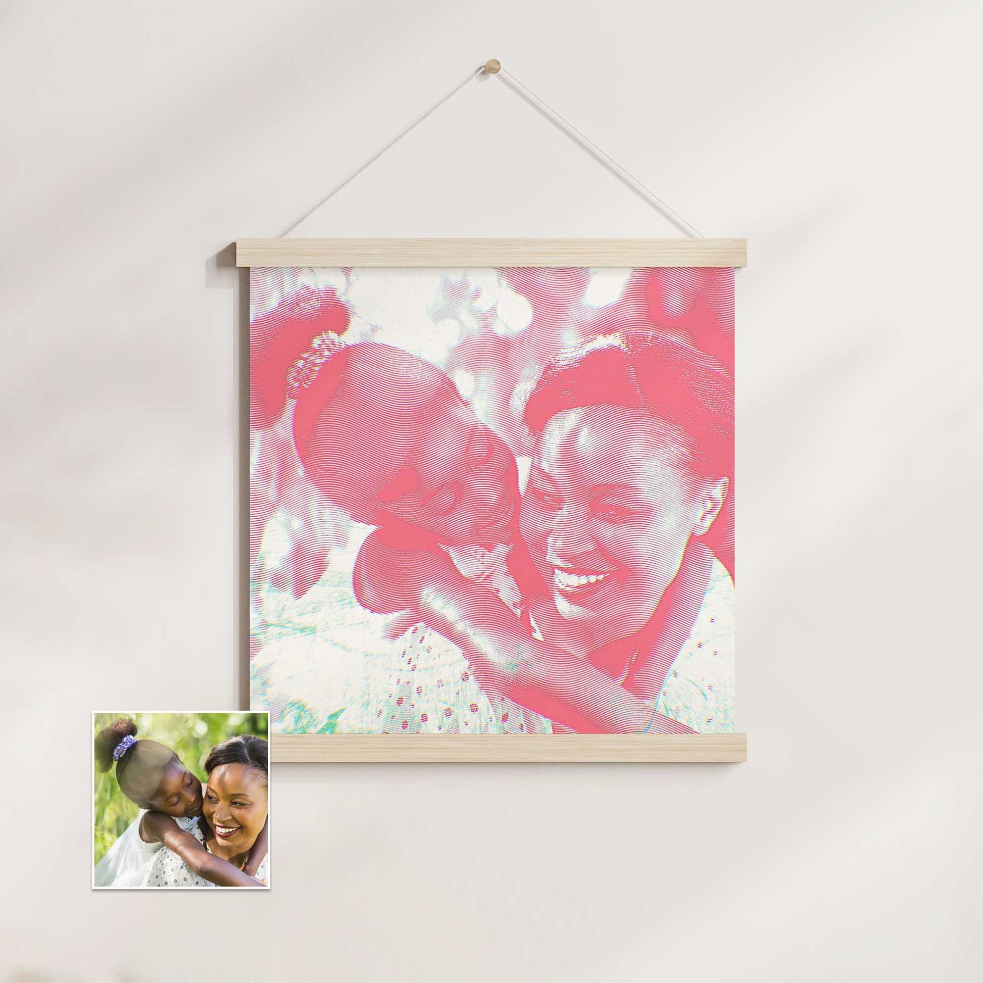 Engraving Texture and Vibrant Colors: Our Personalised Pink Engraving Poster Hanger features a unique engraving texture that adds depth and character to your chosen image. The vibrant and vivid colors create a cool and chic home decor