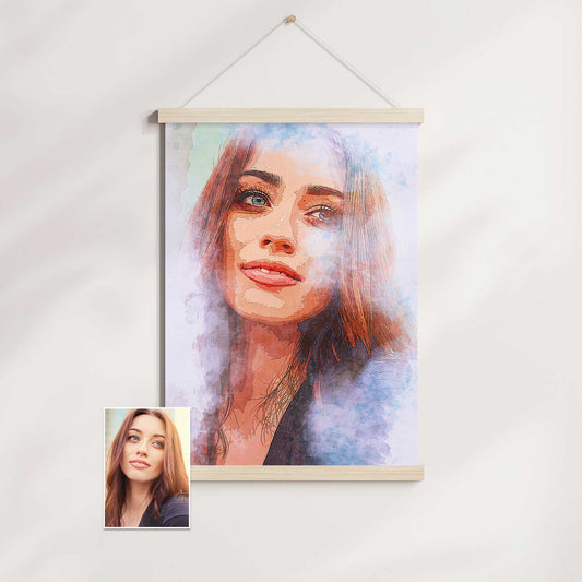 Add a touch of class and elegance to your home decor with the Personalised Watercolor Texture Poster Hanger. Crafted from your photo in a beautiful watercolour style, this unique piece showcases a traditional texture