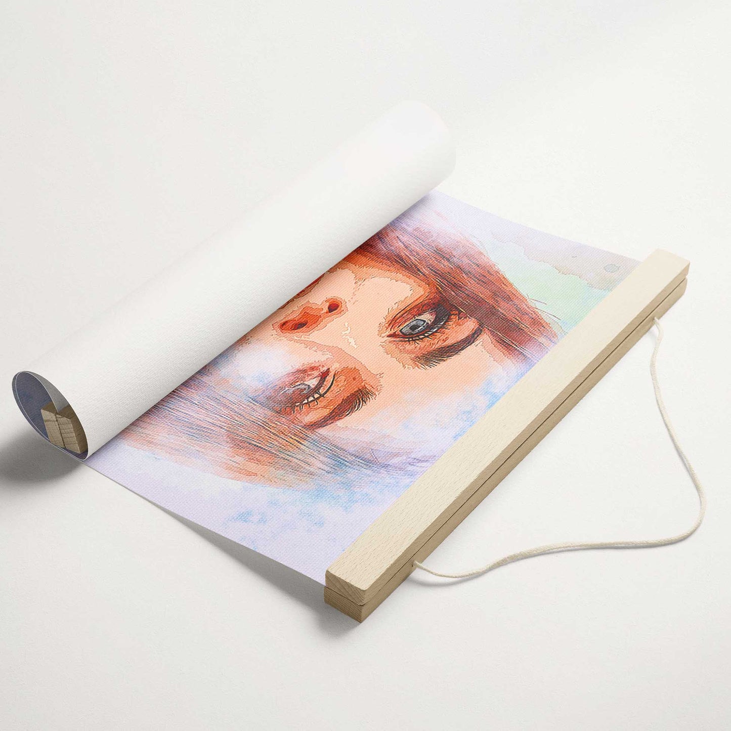Transform your memories into a stunning visual display with the Personalised Watercolor Texture Poster Hanger. Crafted from your photo in a mesmerizing watercolour style, this custom piece features a traditional texture 