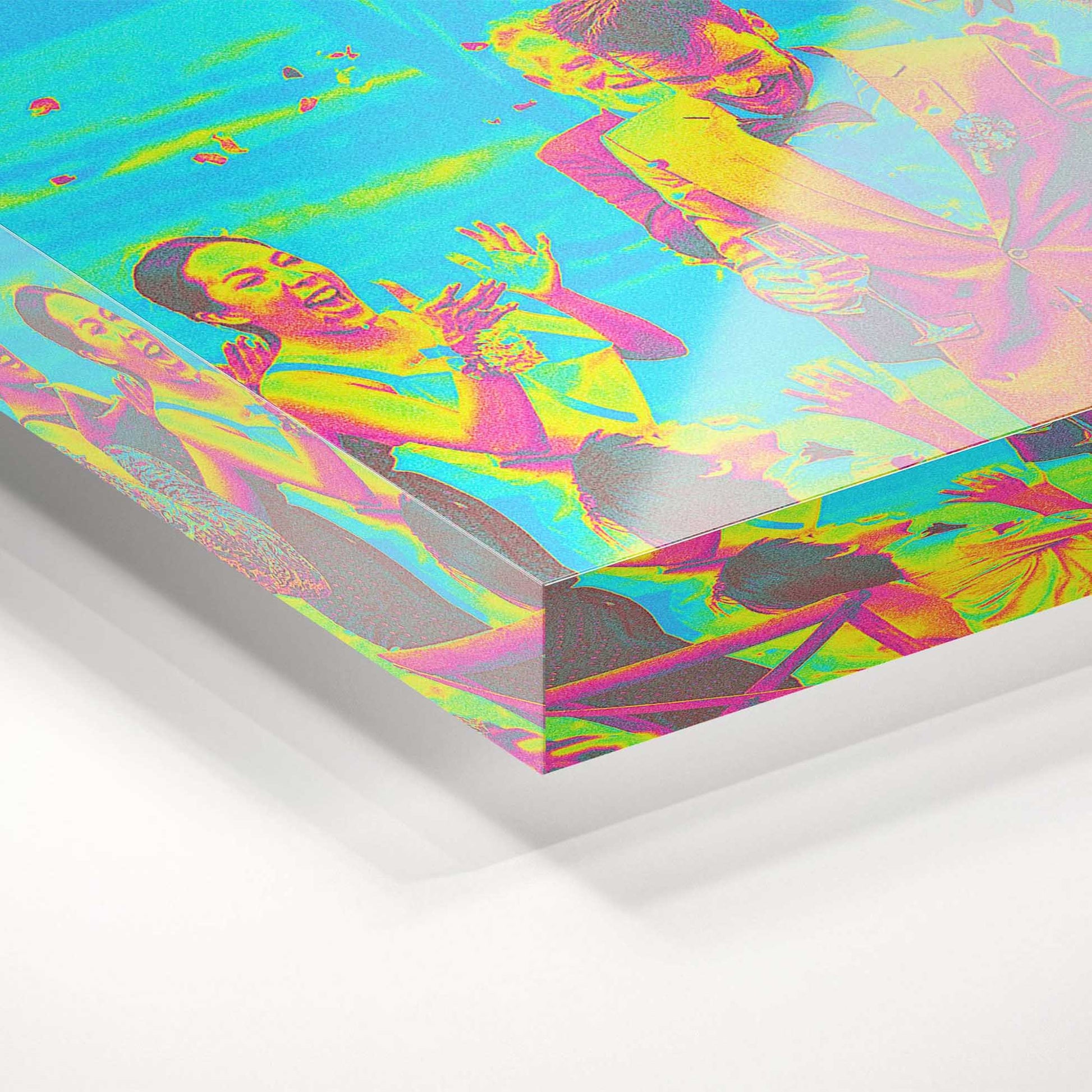Immerse yourself in a world of vibrant imagination with this personalised Acid Trip Effect Acrylic Block Photo. The vivid colors and unique pattern create a captivating and eye-catching artwork that will bring joy and inspiration to your home or office