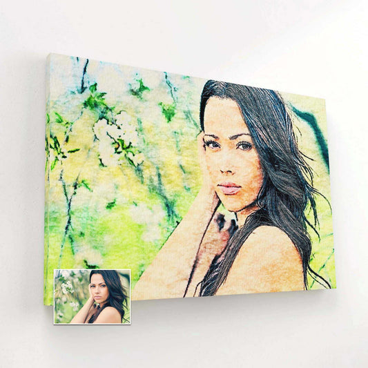 Transform your cherished photo into a Personalised Watercolor Painting Canvas