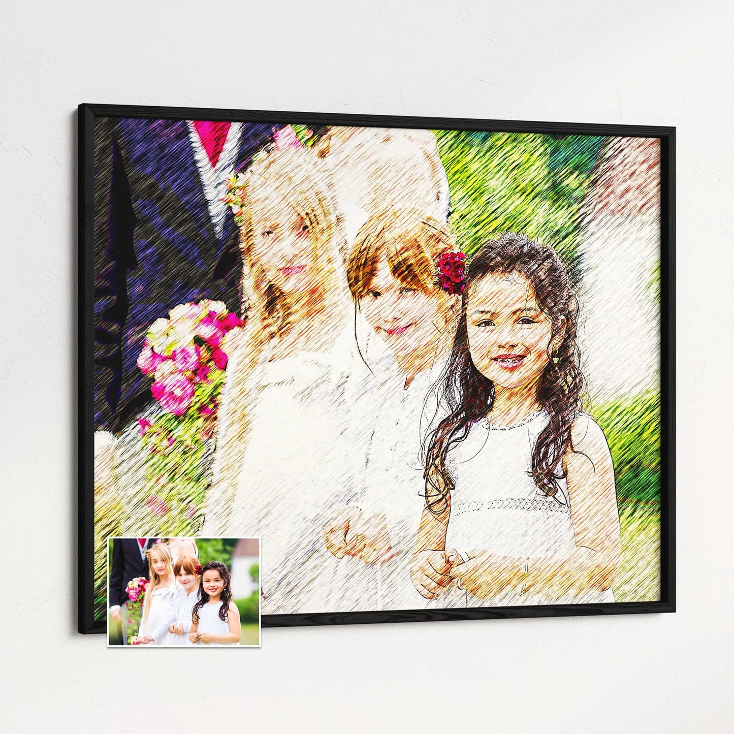 Transform your space with our Personalised Artsy Illustration Framed Print. Crafted from a photo, this stunning artwork is printed on museum-quality paper, ensuring exceptional clarity and detail, natural wood frame 