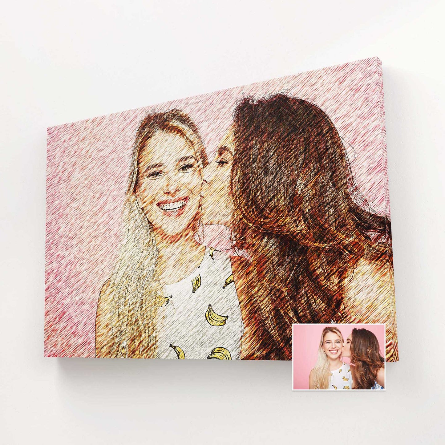Transform your cherished photo into an artsy illustration canvas, showcasing sharp details and vibrant colors. This handmade masterpiece is the epitome of elegance and chic, adding a touch of sophistication to any space