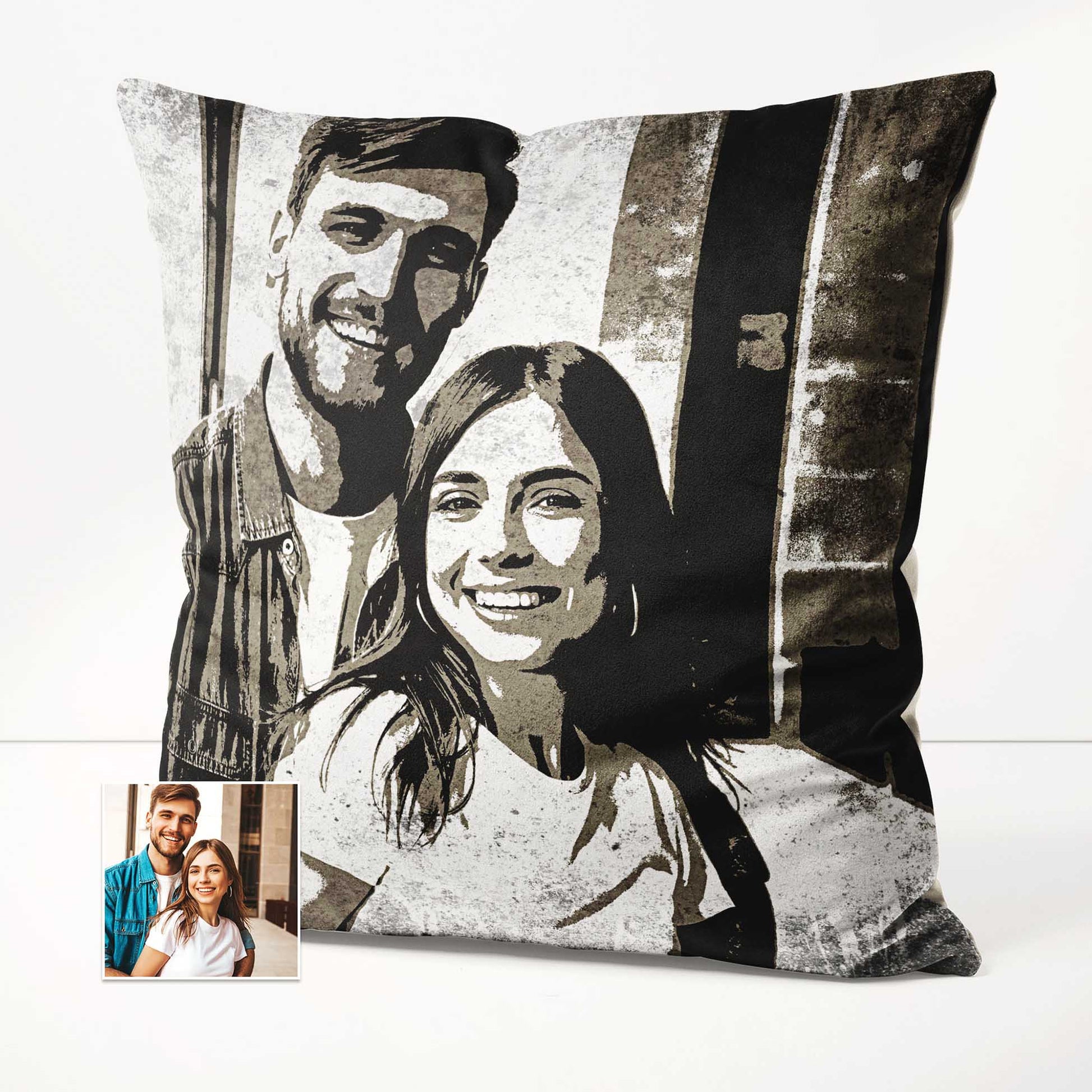 Elevate your home decor with the Personalised Black & White Street Art Cushion. Crafted from soft velvet, this cushion showcases a captivating graffiti print that captures the essence of urban art. Its chic and clean design 