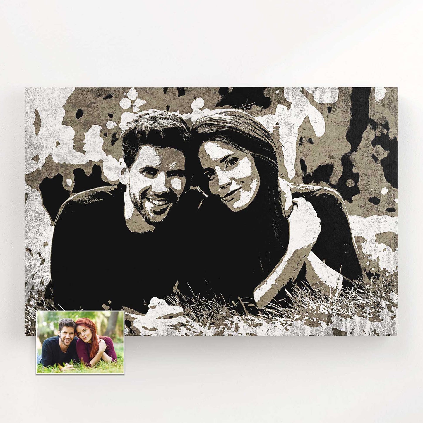 Make a statement with our Personalised Black & White Urban Street Art Canvas. This collection of sleek and clean designs is created by painting from your photo, resulting in a unique and personalized piece of art. It's the perfect gift