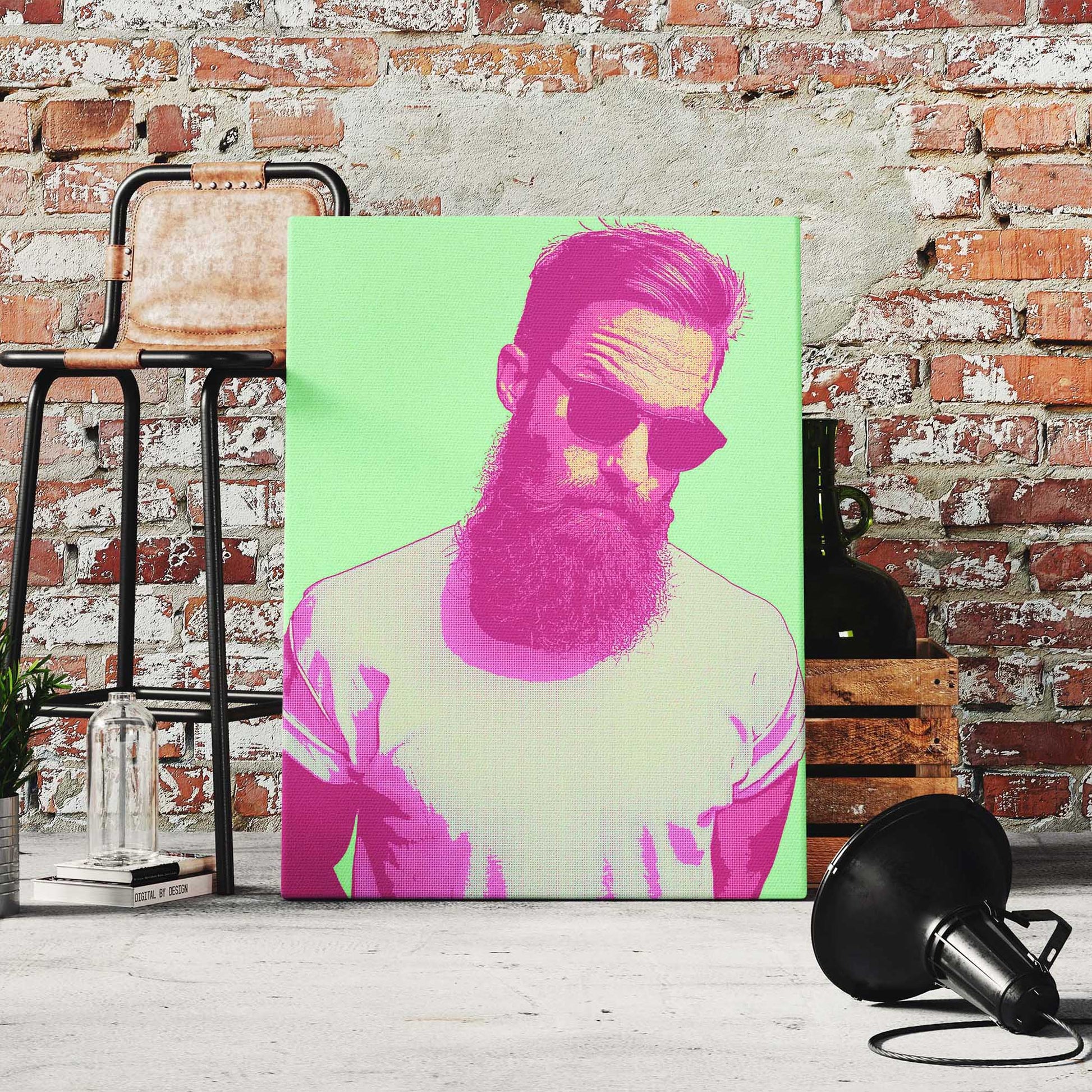 Experience the boldness of Personalised Pink & Green Pop Art Canvas