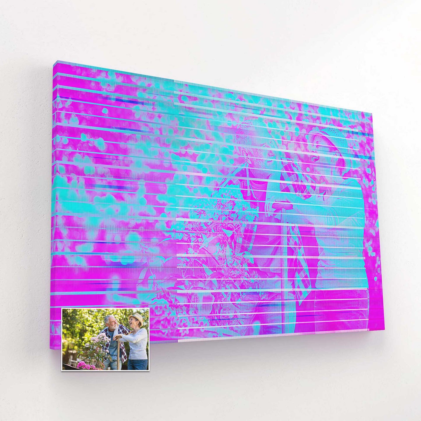 Transform your cherished photo into a one-of-a-kind masterpiece with our Personalised Purple & Blue Canvas. The intricate texture and mesmerizing effect create a visually stunning display. Each piece is carefully crafted to be original