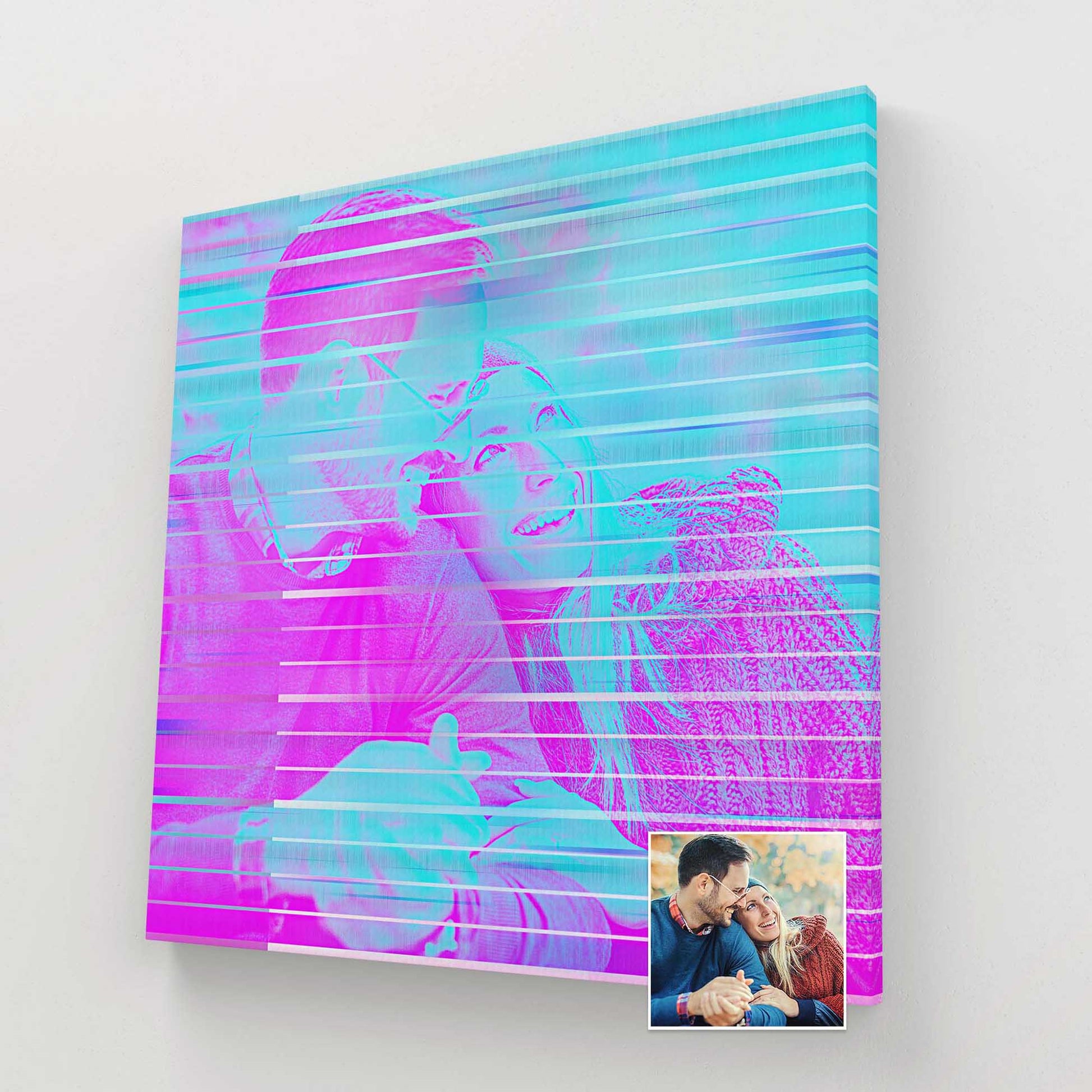 Discover the beauty of our Personalised Purple & Blue Canvas, where your favorite photo comes to life. The unique texture and effect applied to the canvas create a captivating piece that stands out. With its original and elegant design