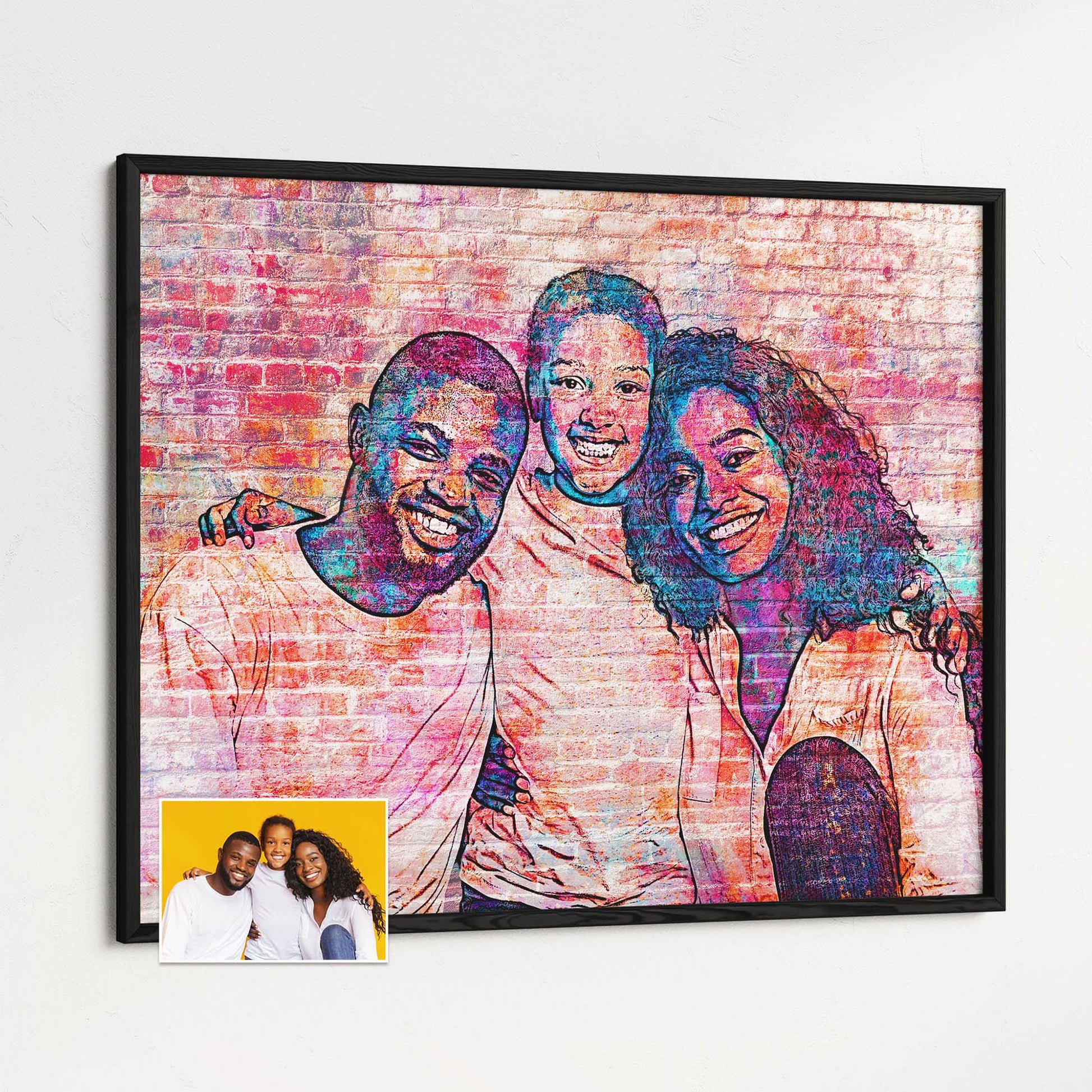Make a statement with our Personalised Brick Graffiti Street Art Framed Print. The bold and imaginative design brings a burst of creativity to any space. Whether you're decorating your home or looking for a unique gift