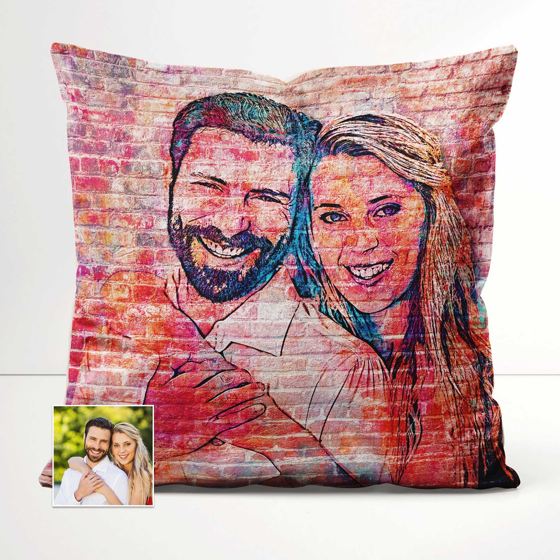 Experience the vibrant energy of street art with the Personalised Brick Graffiti Street Art Cushion. Handmade with attention to detail and crafted from soft velvet, it provides a luxurious and comfortable touch