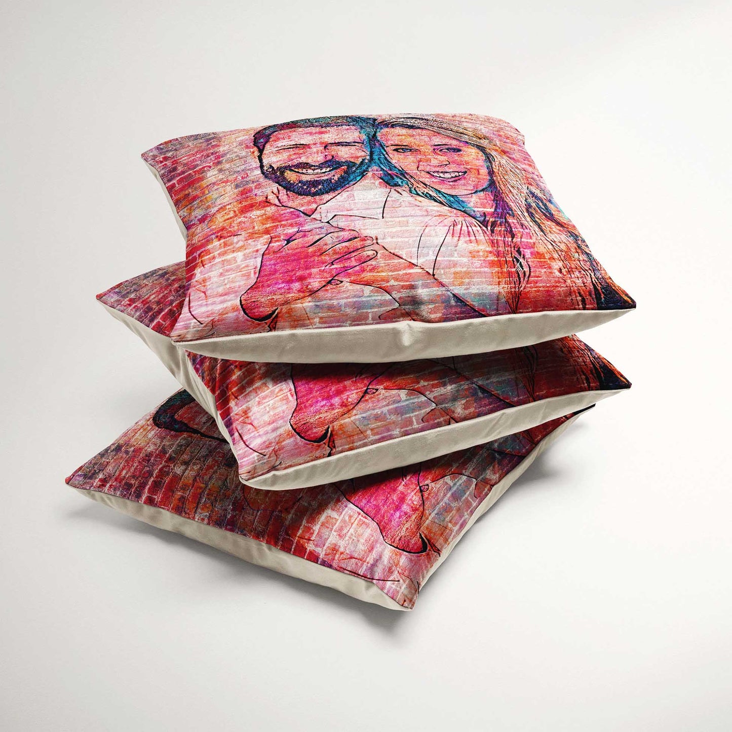 Elevate your decor with the Personalised Brick Graffiti Street Art Cushion. Handmade with precision and crafted from soft velvet, it provides a comfortable and luxurious touch. Customise it with a print from your photo