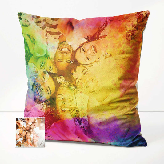 The Personalised Splash of Colours Cushion is a vibrant explosion of green, yellow, purple, and pink, adding a burst of life to any space. Made from soft velvet, this handmade masterpiece is a perfect blend of quirky creativity and unique