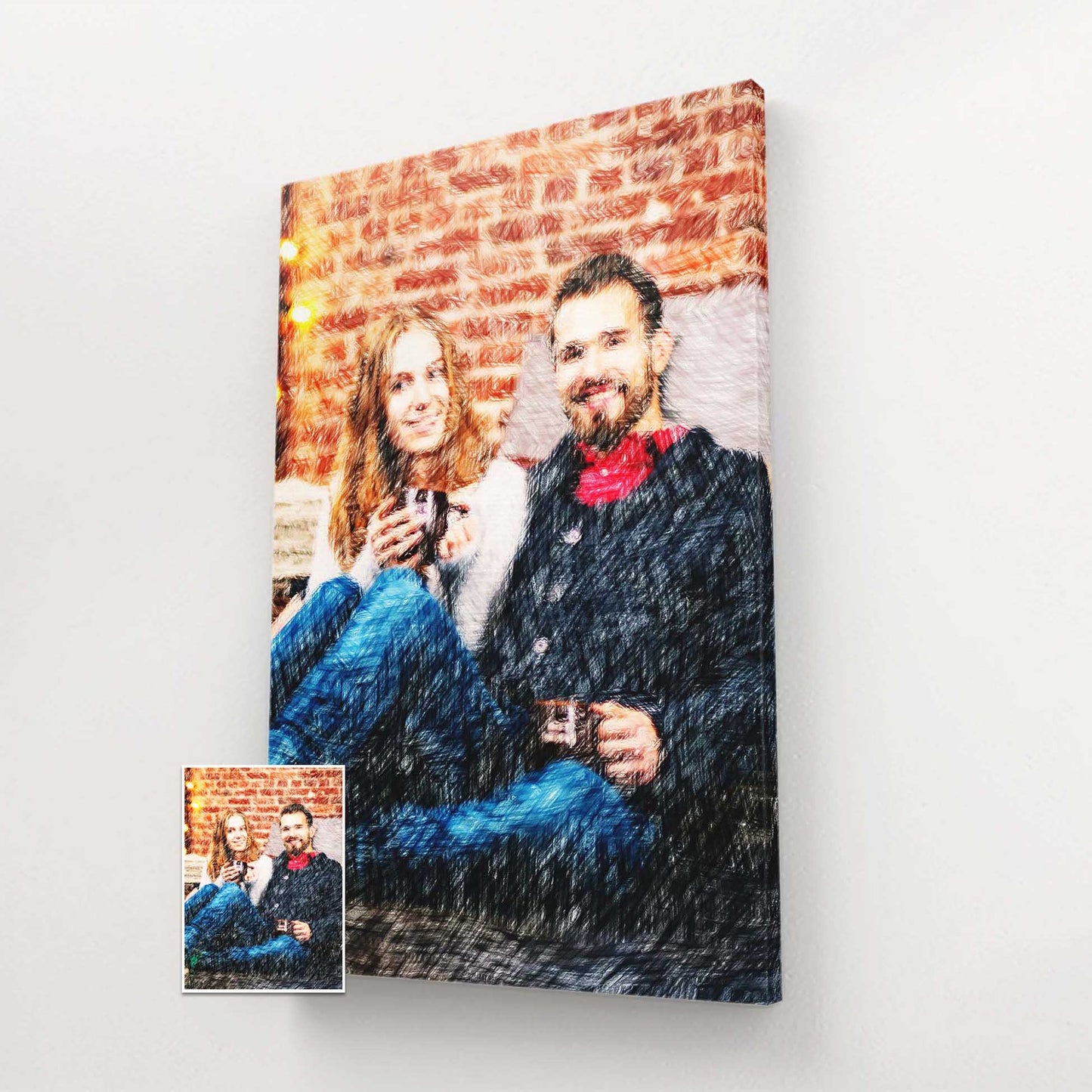 Discover the joy of personalized art with our Personalised Colour Drawing Canvas. Our talented artists transform your favorite photos into captivating drawings that are as unique as you are