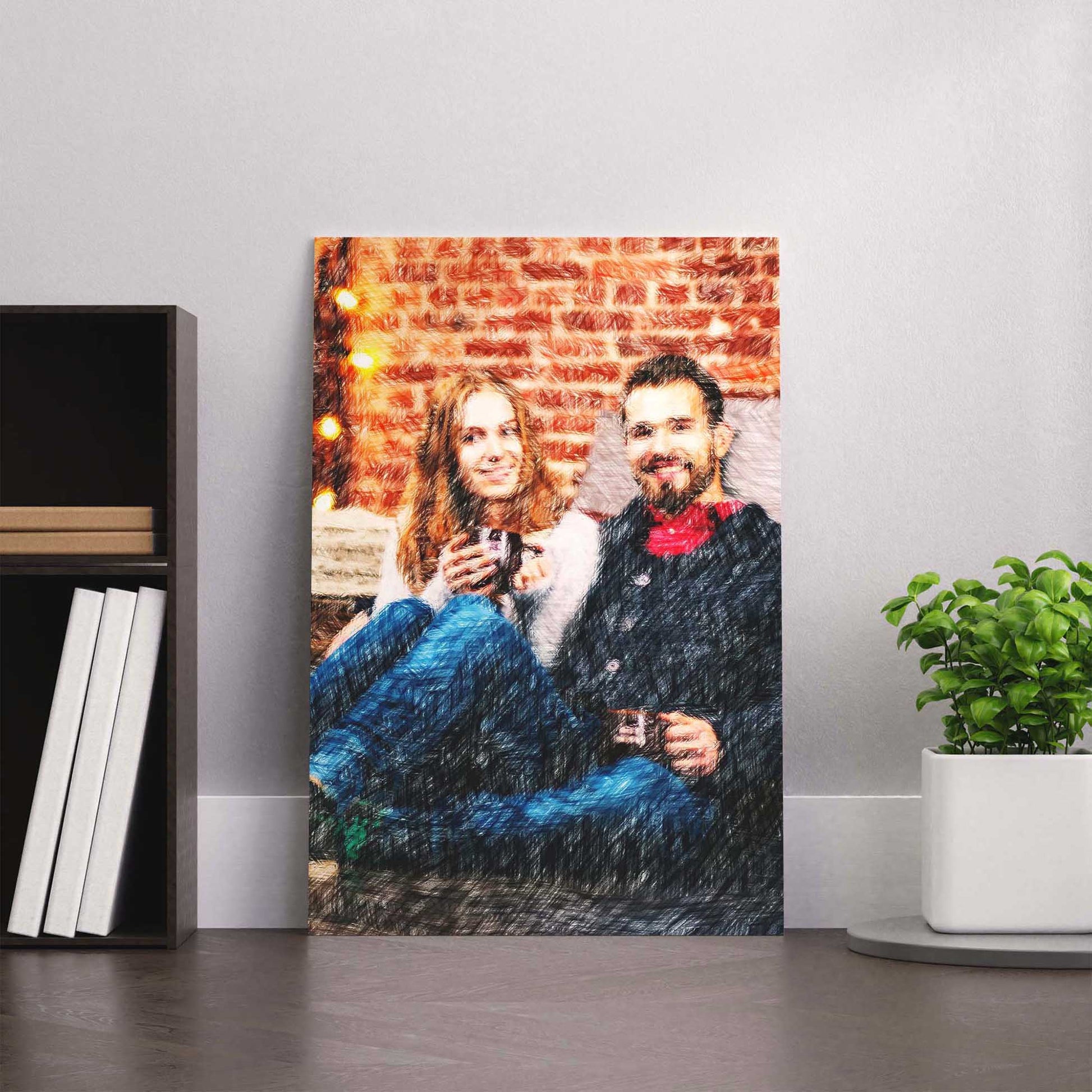 Infuse your space with the charm of handmade art through our Personalised Colour Drawing Canvas. Our skilled artists draw from your photos, adding their creative flair to produce cool and fun artworks that reflect the beauty 