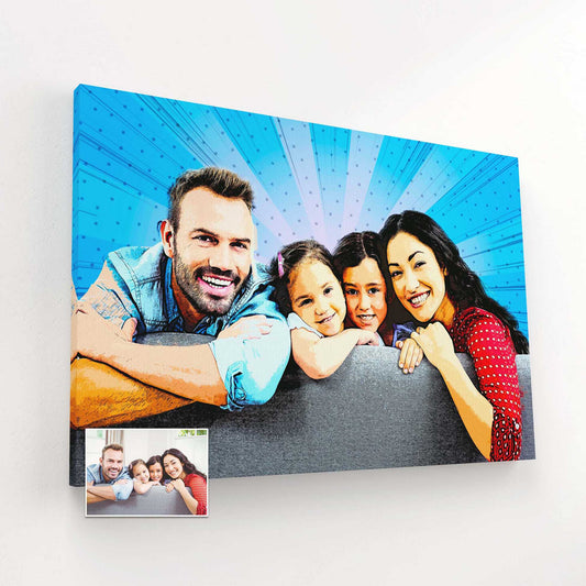 Add a splash of retro charm to your wall with our customised Cartoon Comic Canvas. Perfect for fun-filled get-togethers, graduation celebrations, or displaying your cherished family photo. Transform your loved ones into comic characters