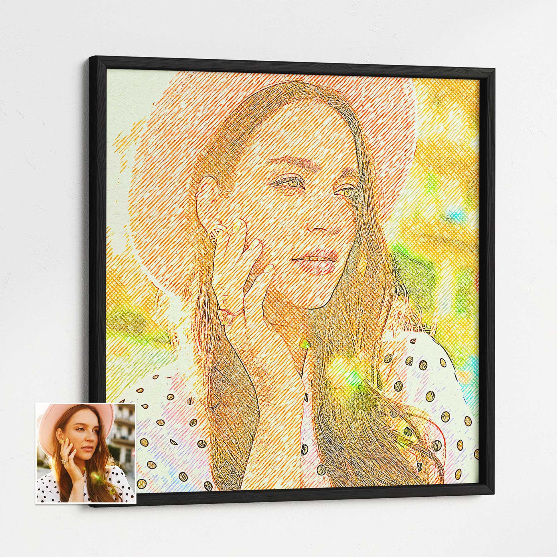 Elevate your space with the understated charm of our Personalised Crosshatch Framed Print. Painted from your photo with a crosshatch texture, this artwork embodies a natural and minimalist style. Its boho-inspired design and modern look