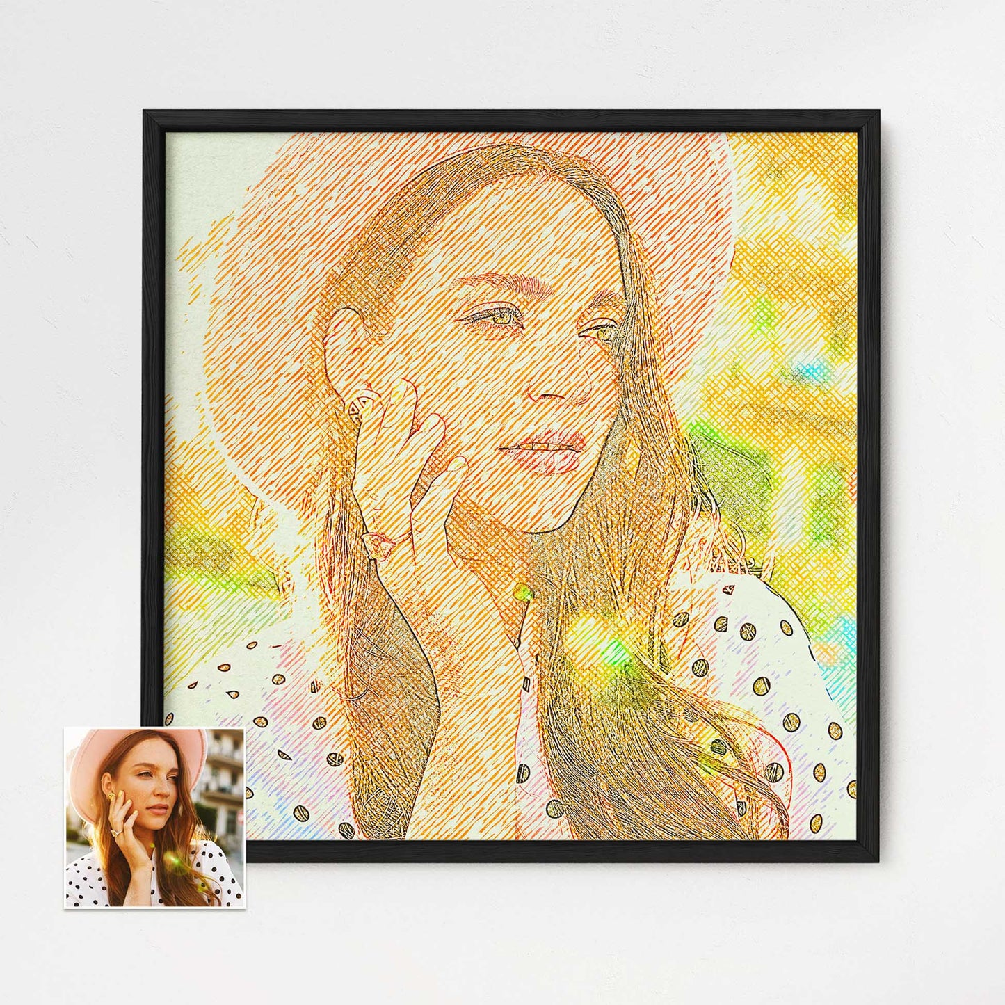 Experience the allure of our Personalised Crosshatch Framed Print. Created from your photo with a crosshatch texture, this artwork combines a natural and minimalist aesthetic with a touch of boho inspiration. Its modern and elegant design