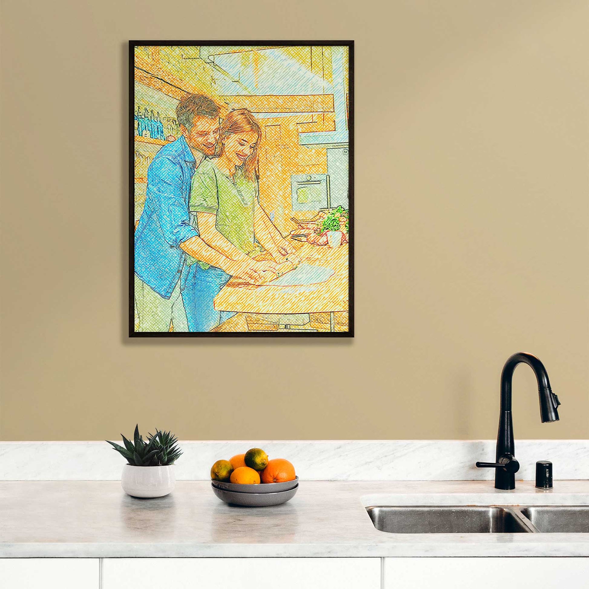 Transform your space with the captivating beauty of our Personalised Crosshatch Framed Print. Painted from your photo with a crosshatch texture, this artwork embodies a natural and minimalist style with a touch of boho inspiration