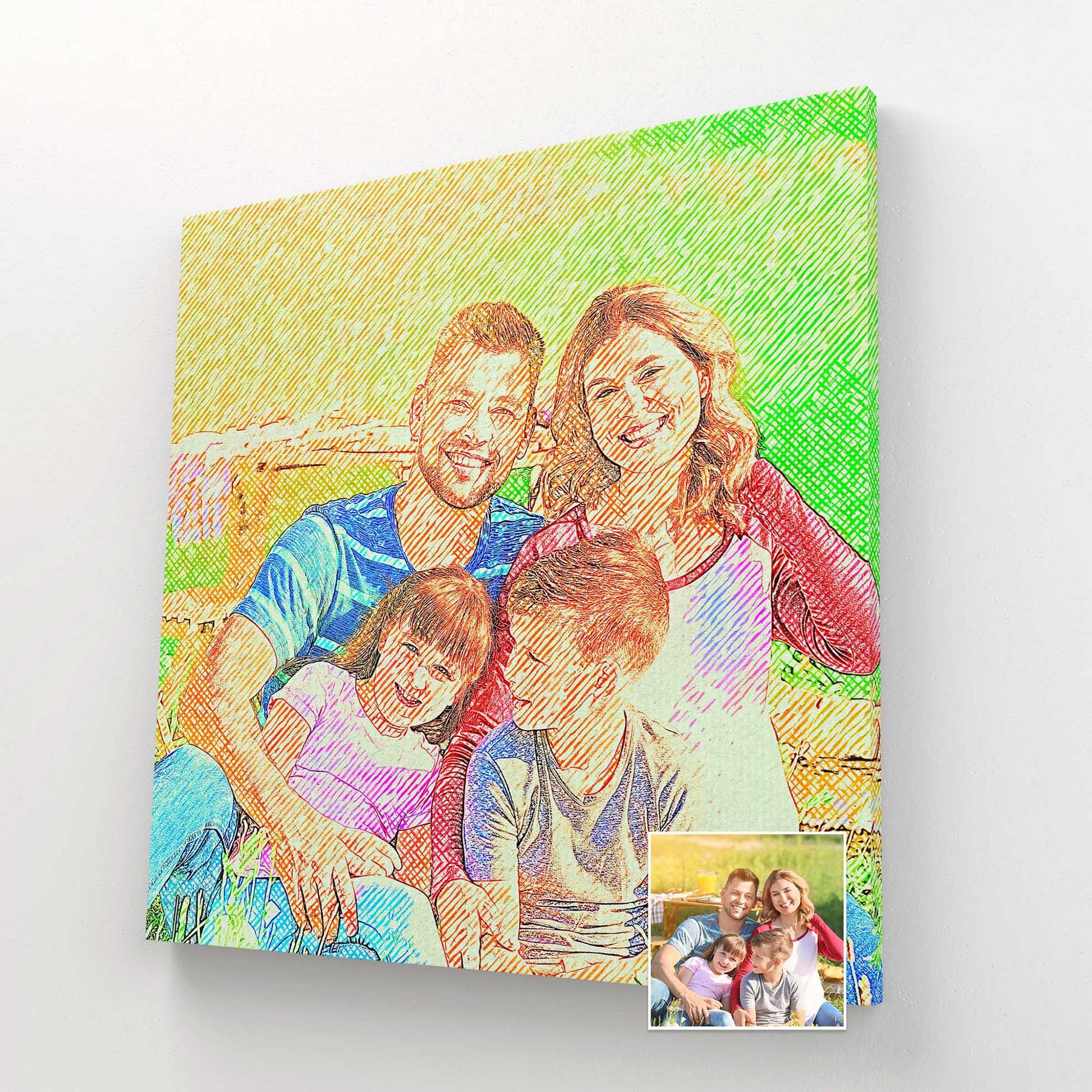 Elevate your space with a Personalised Drawing Crosshatch Canvas, a combination of artistic mastery and personalization. Your photo is carefully hand-drawn using crosshatch techniques and printed on a handmade woven canvas