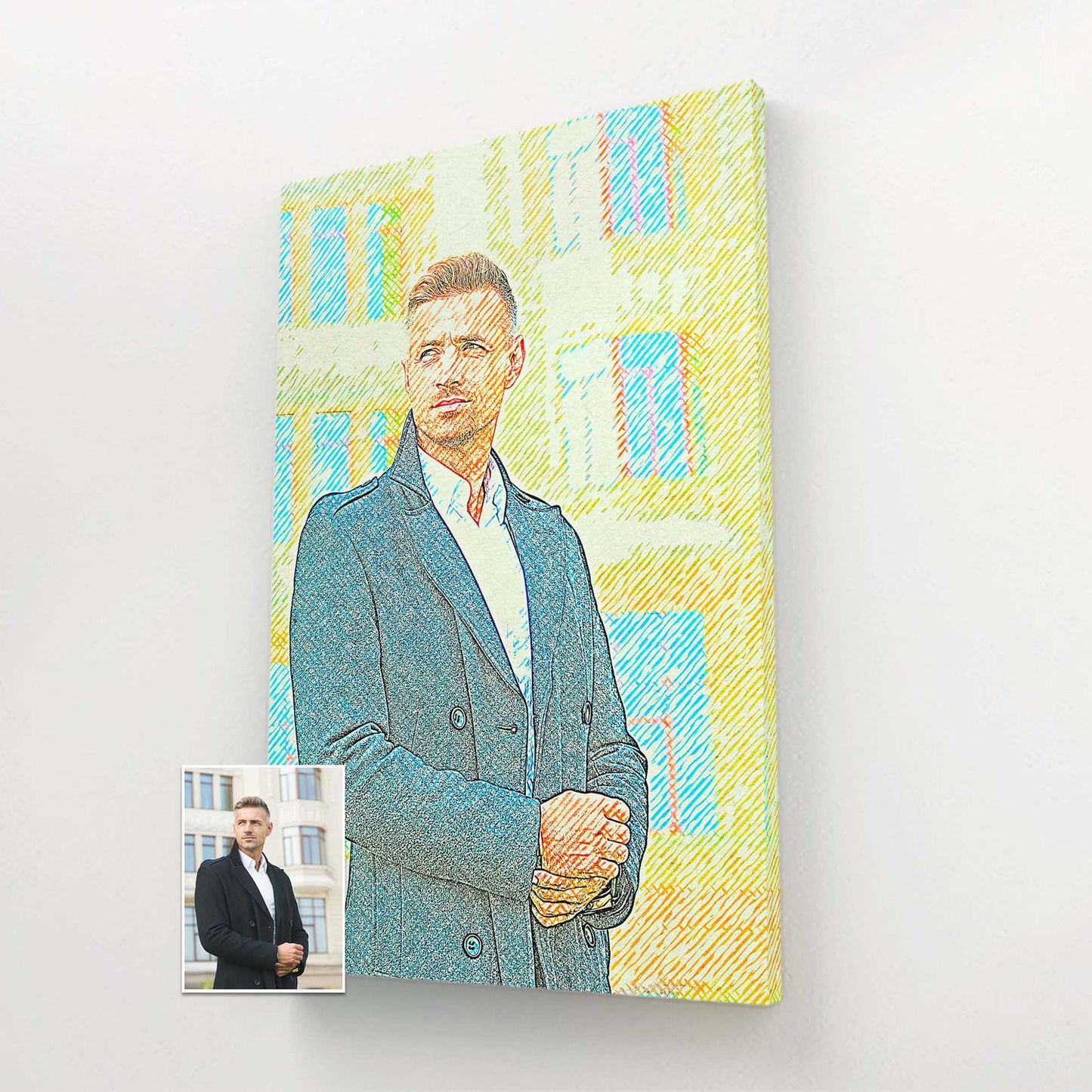 Add a touch of artistry to your decor with our Personalised Drawing Crosshatch Canvas. We transform your photo into a stunning piece of original artwork, printed on a handmade woven canvas