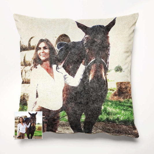 The Personalised Crosshatch Cushion brings a touch of artistic elegance to your home decor. Created by transforming your photo into a beautiful painting, its natural texture and unique look make it a standout piece