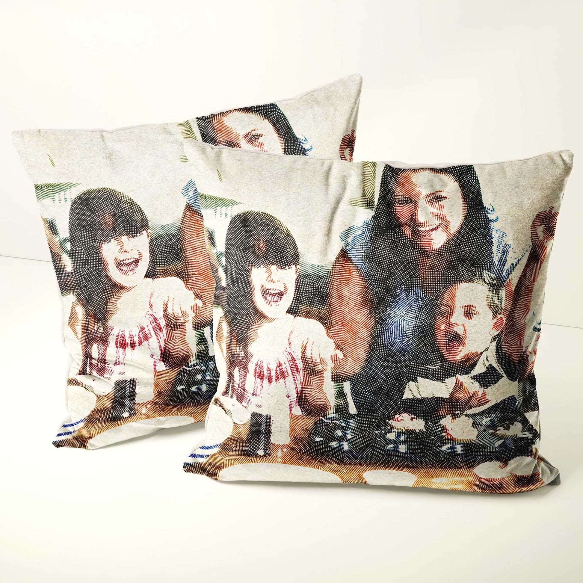 Experience the perfect blend of art and comfort with the Personalised Crosshatch Cushion. By transforming your photo into a stunning painting, it showcases a natural texture that exudes uniqueness and originality