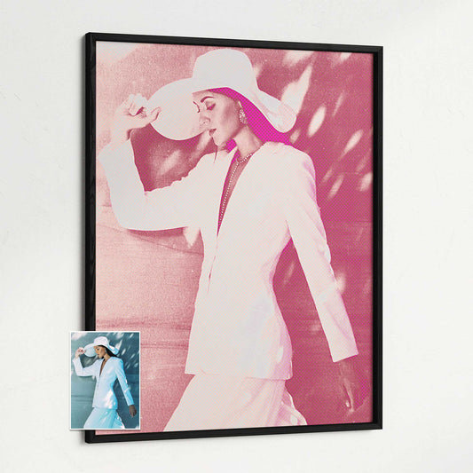 Add a touch of excitement and happiness to your home decor with the Personalised Pink Pop Art Framed Print. Its pop art style, combined with a halftone effect, creates a cool and vibrant ambiance. Crafted with a wooden frame 