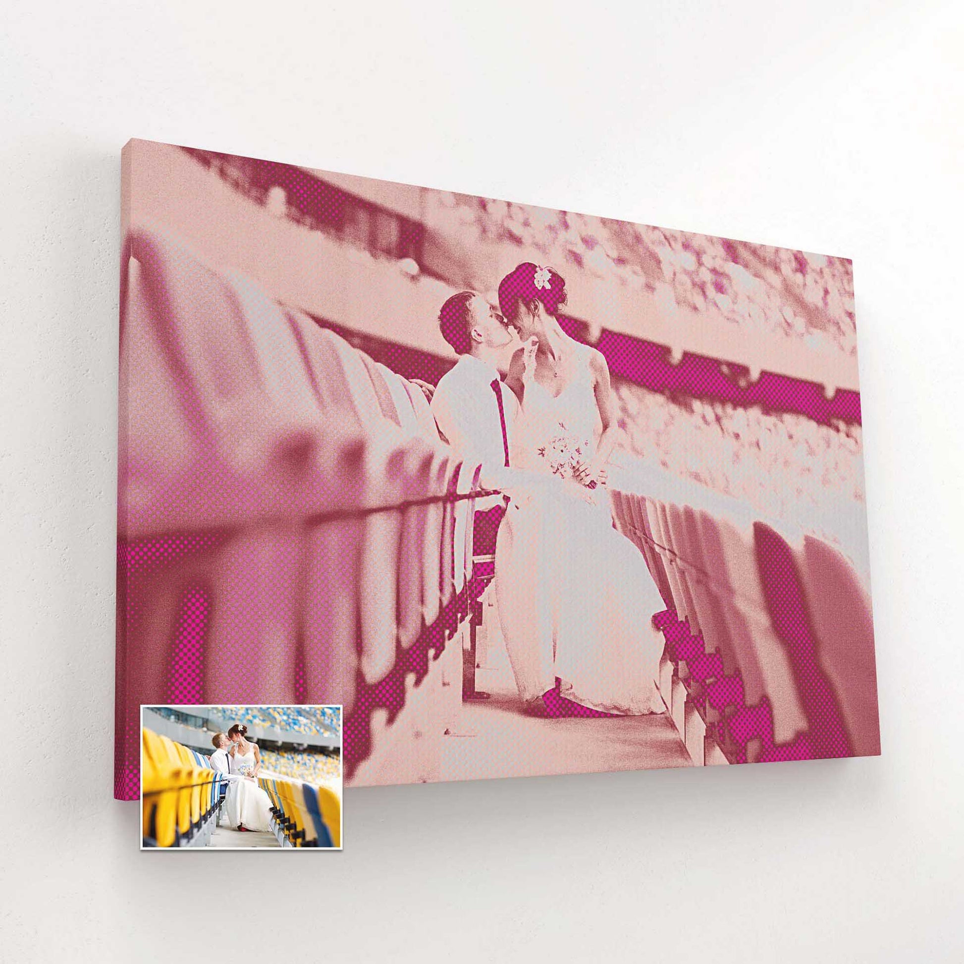 Immerse yourself in the world of pop art with our Personalised Pink Pop Art Canvas. Its vibrant hues and bold design exude coolness and trendiness, making it the perfect addition to any modern space. Handmade with care, bespoke canvas