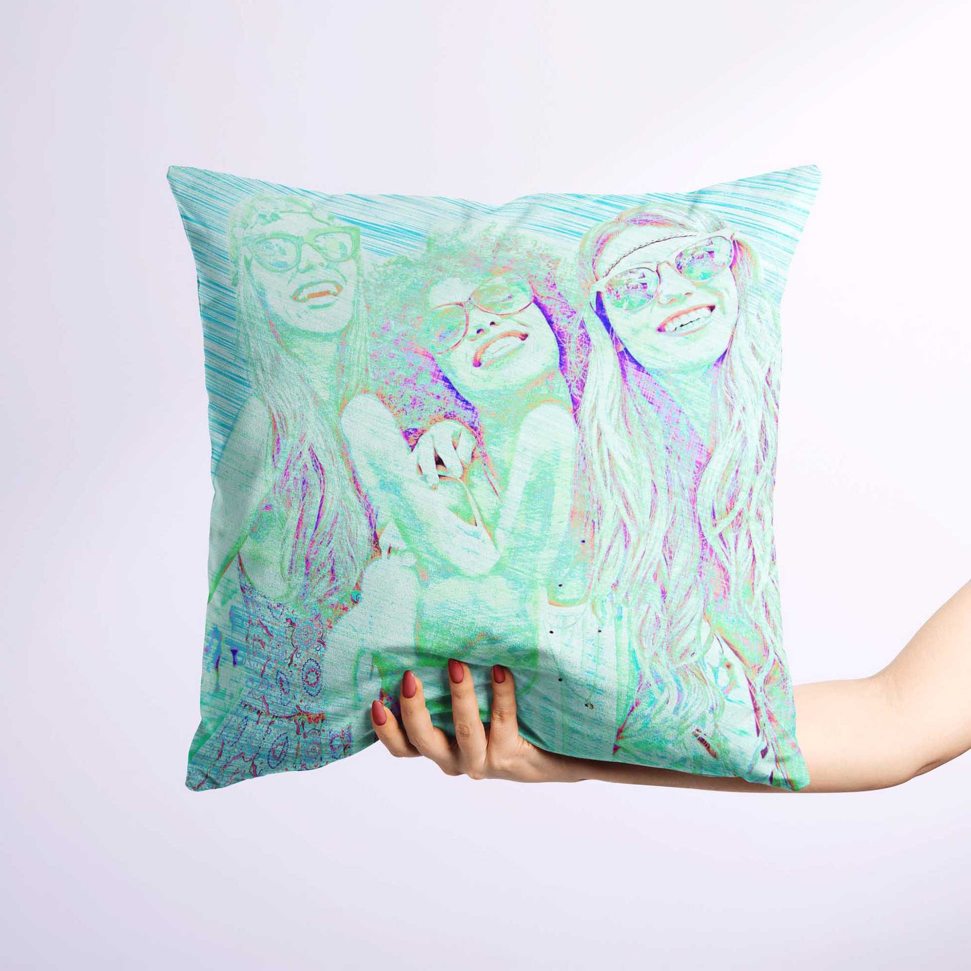 Add a touch of luxury and creativity to your home decor with the Personalised Blue Drawing Cushion. Its custom drawing, created from your photo, adds a unique and imaginative element. Made from soft velvet fabric, luxury cushion