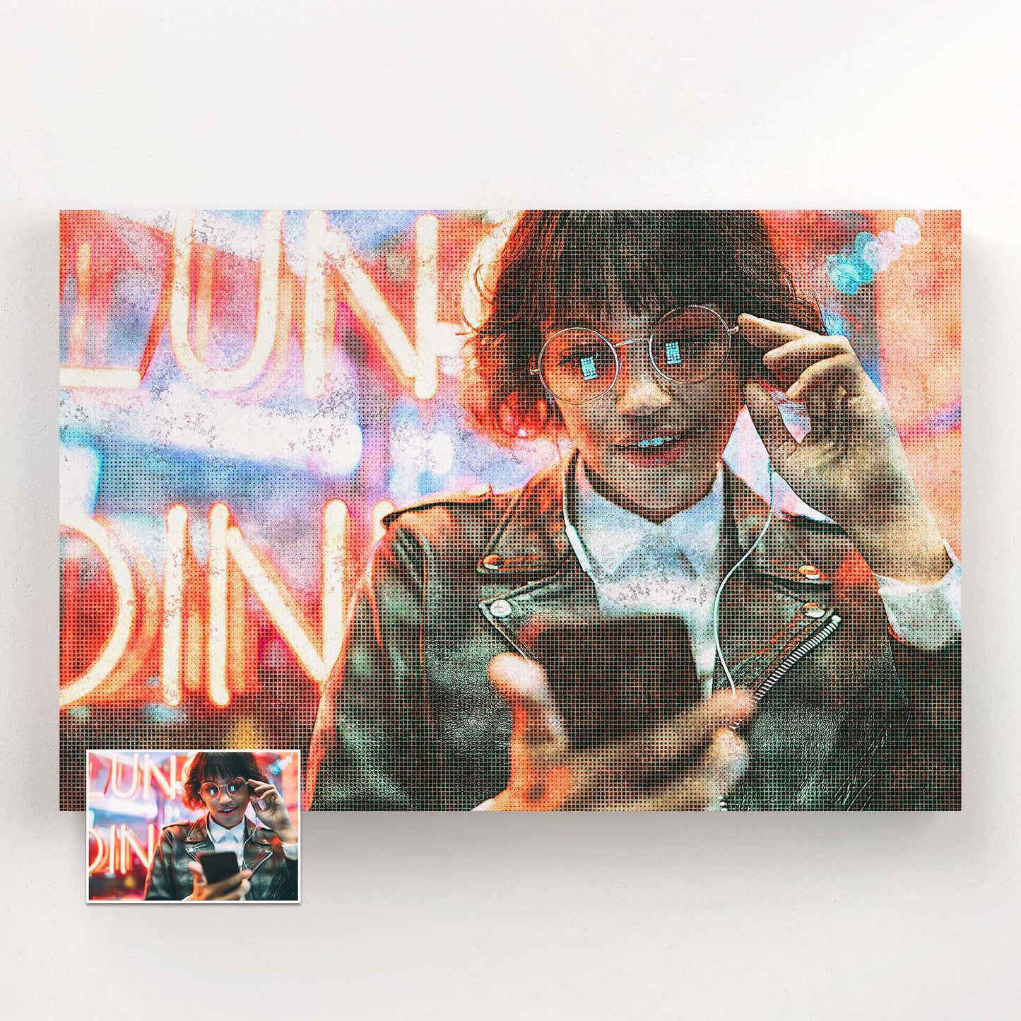 Experience the essence of the 90s with our Personalised Retro Grunge FX Canvas. Its cool and trendy design, combined with a unique print from your photo, brings a novelty touch to your home decor