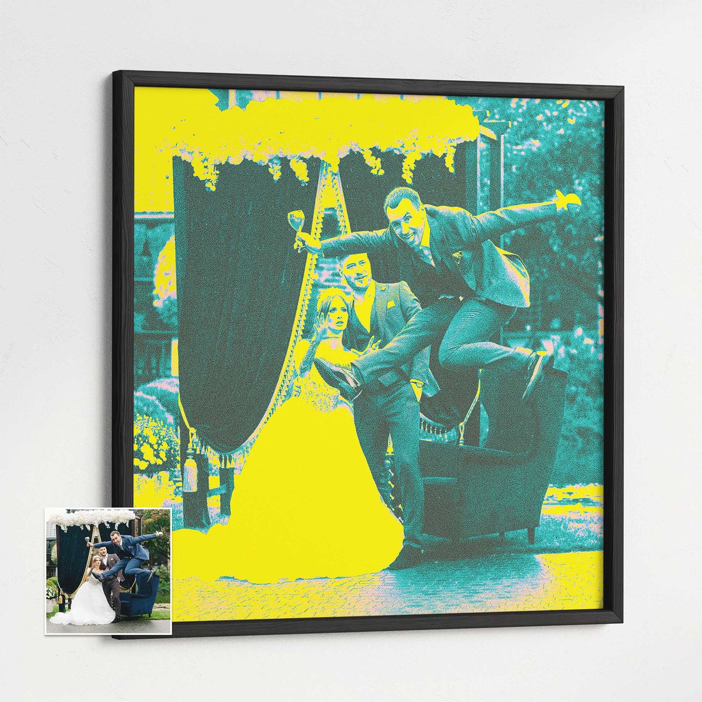 Elevate your interior design with the vibrant and bright Personalised Acid Yellow Framed Print. Its vivid and colorful design adds a unique and creative flair to your home decor. Crafted with a wooden frame and printed on museum paper