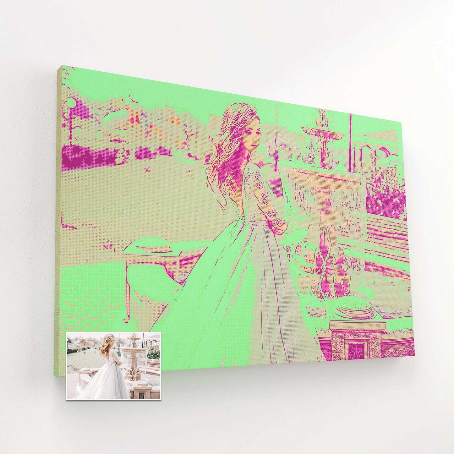 Experience the energy of Personalised Pink & Green Pop Art Canvas
