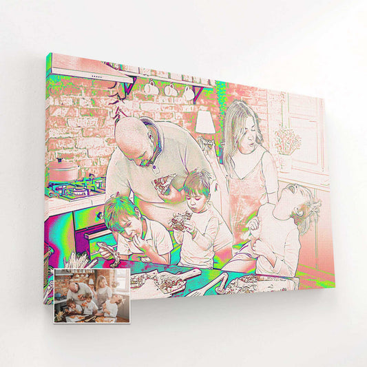 Personalised Pencil Drawing Canvas: Transform Your Photos into Unique and Colorful Artwork Experience the beauty of a personalized pencil drawing canvas