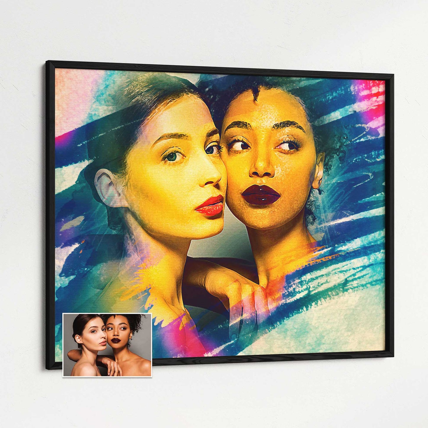 Unleash your creativity with our Personalised Artistic Brush Painting Framed Print. Each piece is a work of art, meticulously crafted from a photo, and transformed into a stunning watercolor-style masterpiece, imaginative brush strokes 