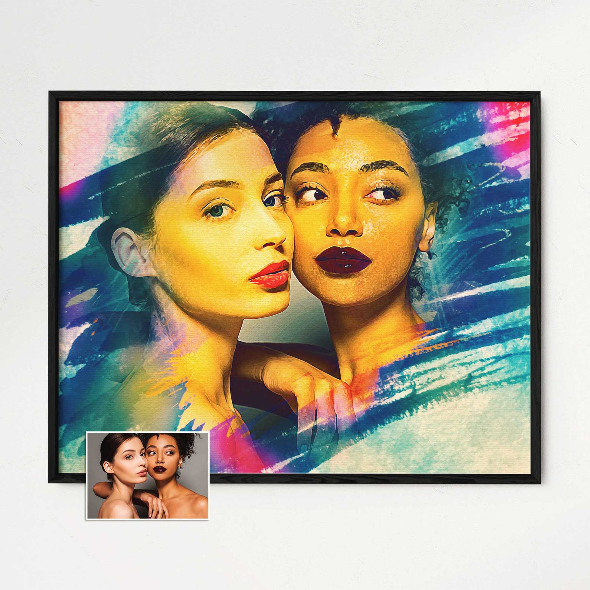 Immerse yourself in the beauty of our Personalised Artistic Brush Painting Framed Print. This original artwork, created from your photo, captures the essence of your cherished moments. The imaginative brushwork and artistic flair 
