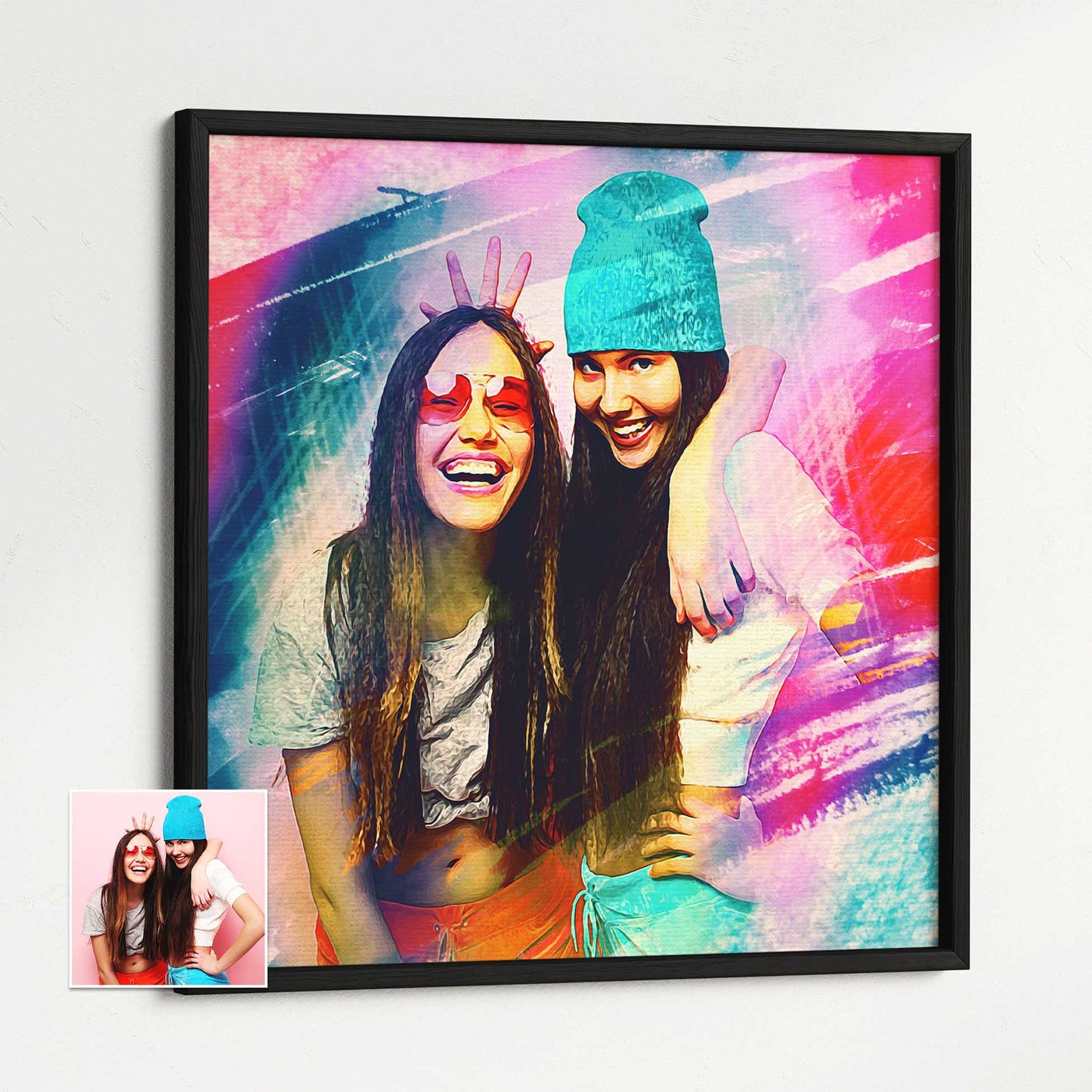 Delight your loved ones with our Personalised Artistic Brush Painting Framed Print. Crafted from a photo, this unique artwork showcases the magic of watercolor style. Its imaginative design and fresh colors evoke a sense of beauty 