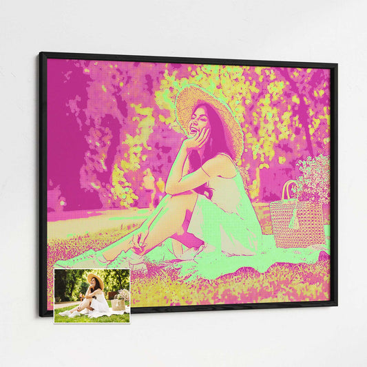 Express your unique style with a made-to-order custom print. One of the best things about our Personalised Green & Pink Pop Art Framed Print is that it's completely customizable. From your most cherished photos