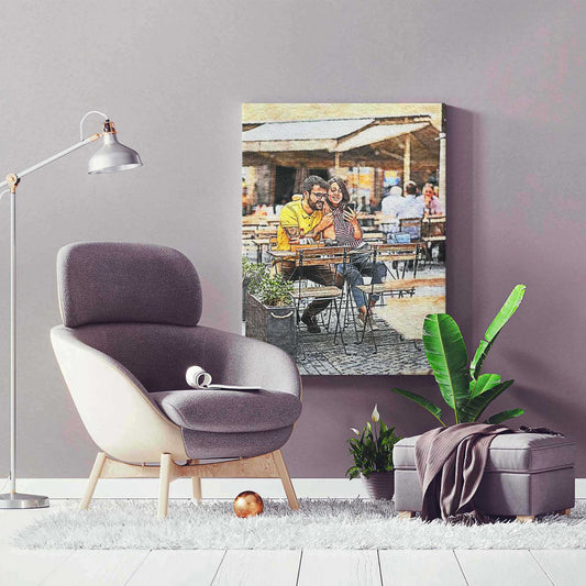 Bring some excitement to your wall decor with our unique and elegant Personalised Watercolor Painting Canvas. Chic and stylish, this original art canvas print is handmade from the photo of your choice, ensuring to spruce up your home or office