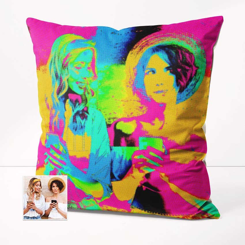 Enhance your space with the captivating charm of our personalised pop art decor cushion collection. Customise your cushions with eye-catching patterns and vibrant colors that exude the essence of pop art