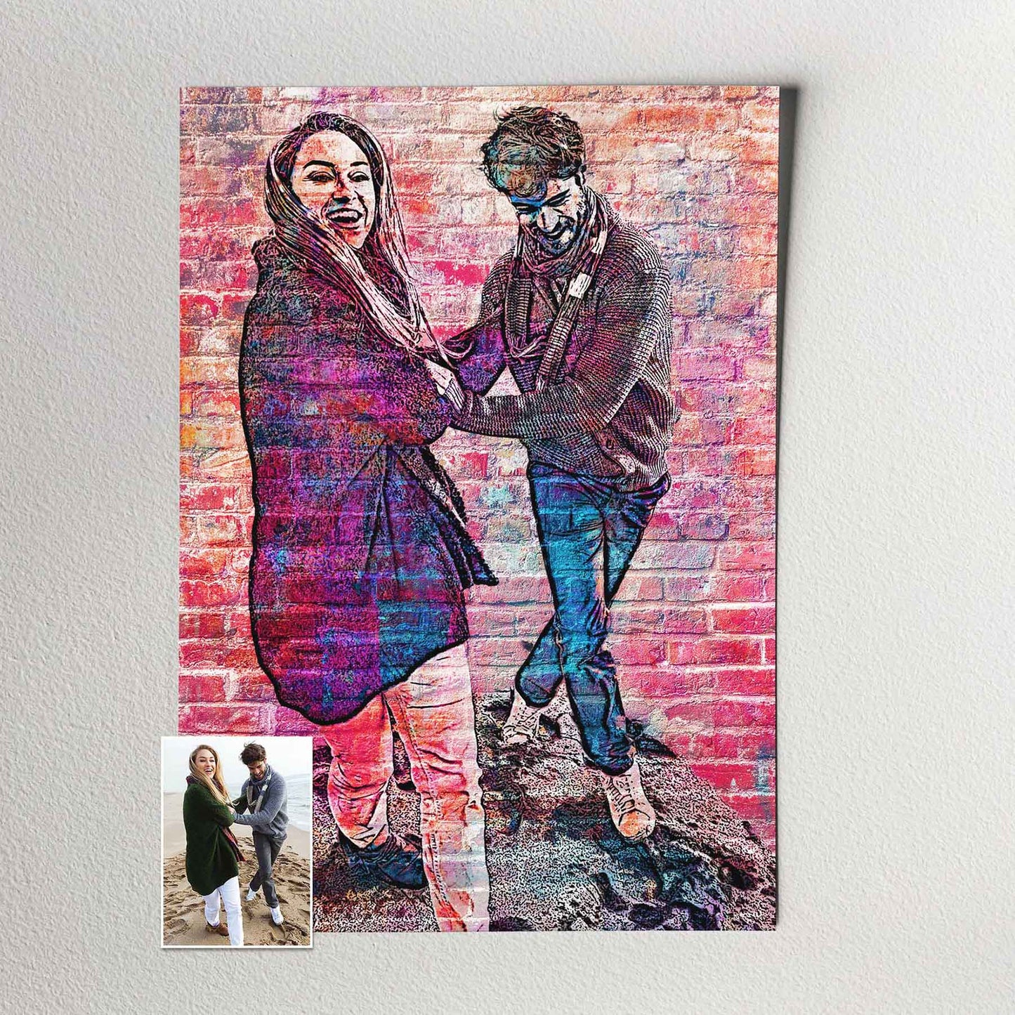 Creative and Original: Stand out from the crowd with this personalised brick graffiti street art print. Its unique style and original design make it a creative masterpiece that sparks imagination. Whether as a gift or for your own decor