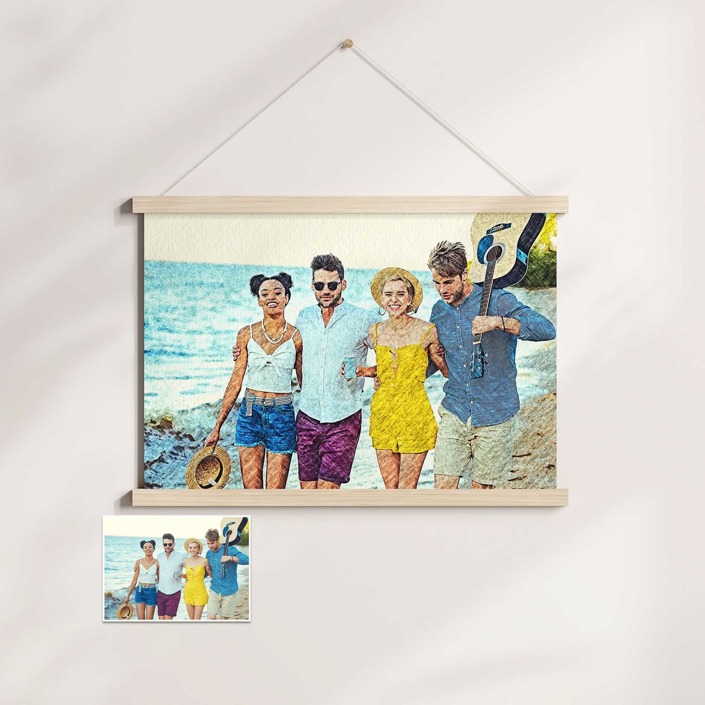 Transform your cherished memories into exquisite art with our Personalised Charcoal Drawing Poster Hanger. Handcrafted from your photo, it captures the depth and richness of a charcoal drawing with its vibrant and sophisticated effect