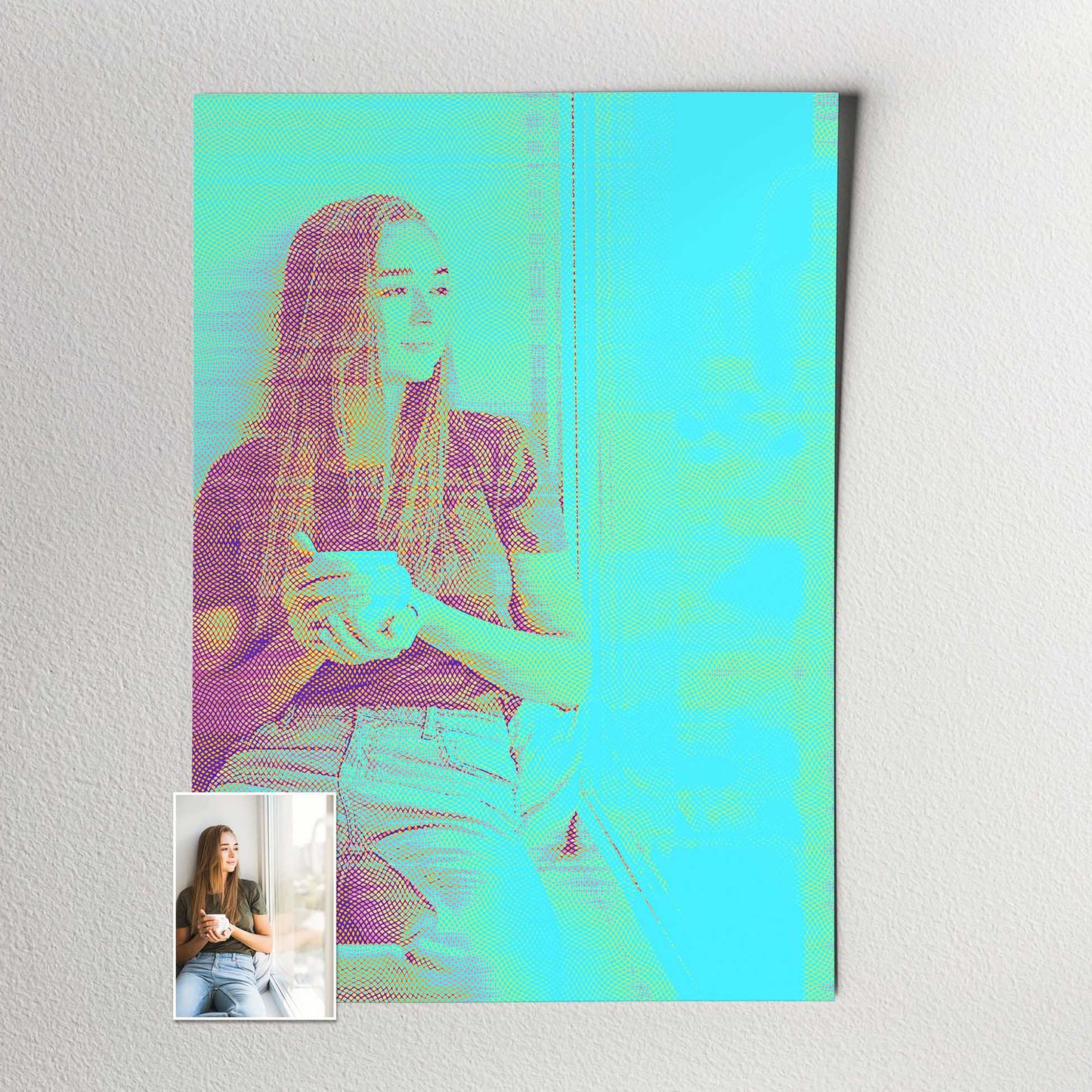 Elevate your home decor with a Personalised Blue Engraved Print, showcasing a bad print effect that exudes coolness and edginess. The blue hue and creative texture bring a fresh and artistic look, adding a fun and happy vibe to any space