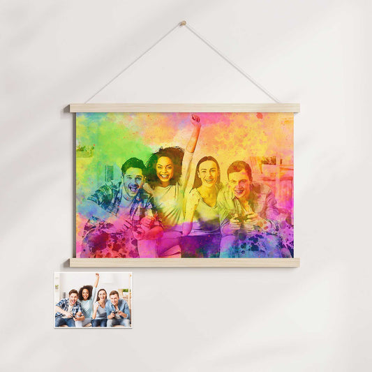 Introducing our Personalised Color Splash Poster Hanger, a vibrant and fun way to showcase your favorite photos. The paint splash effect adds a colorful and joyful touch, while the gallery-quality paper ensures a fine art look