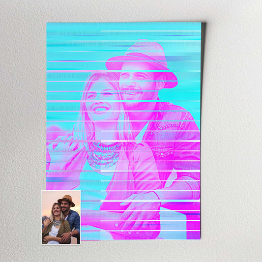 Personalised Purple & Blue Print: Capture your cherished moments with this custom print, adorned with vibrant purple and blue hues. The bad print effect adds a unique touch, creating an artistic and creative piece that will enhance home decor