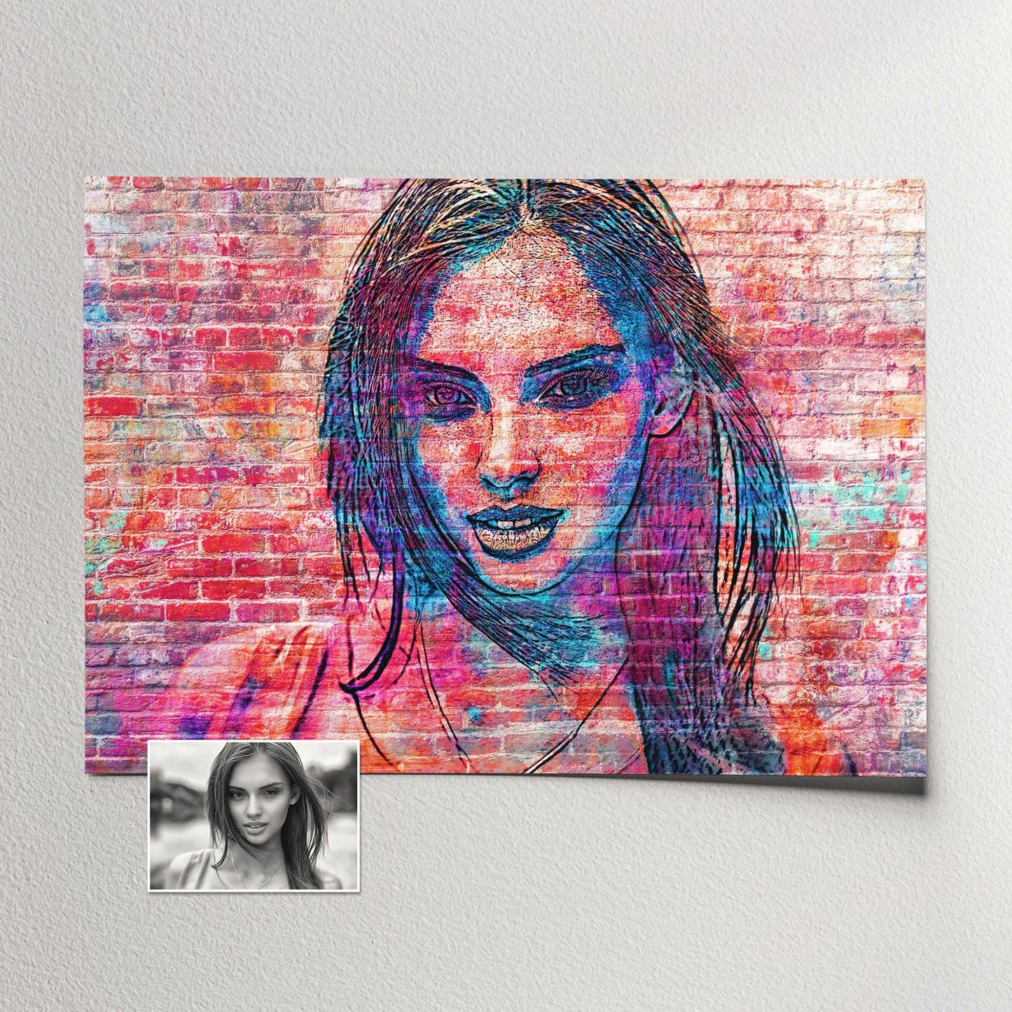 Gallery Quality Interior Design: Elevate your home or office decor with this personalised brick graffiti street art print. Its unique and original style, coupled with the gallery quality finish, brings an artistic touch to any space