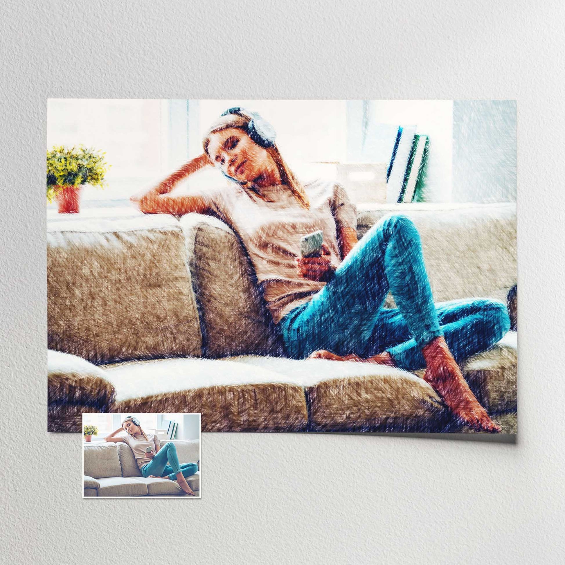 Elevate your space with our Personalised Pencil Drawing Print. The realistic drawing effect brings your photos to life, creating a vibrant and vivid artwork that exudes elegance. Made to order and of gallery quality, each print is custom from photo